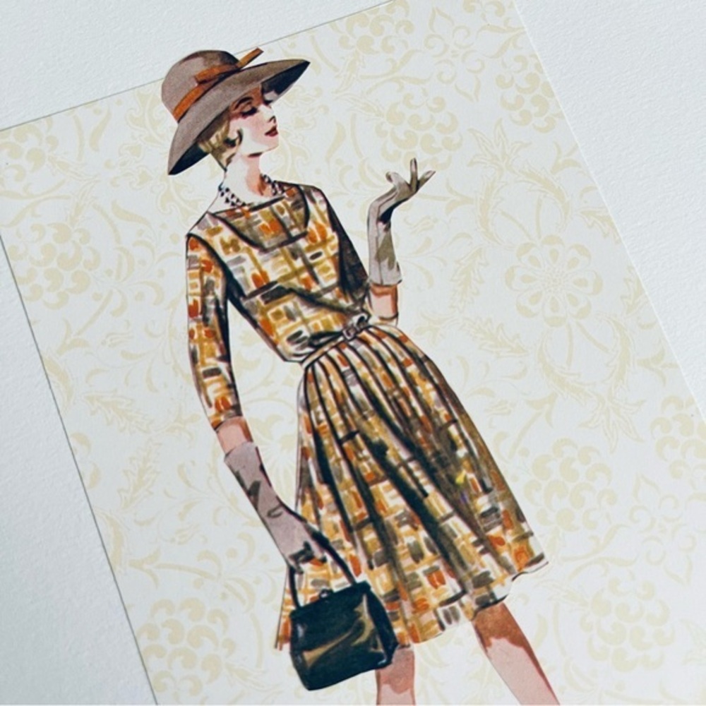 Vintage MCM Sewing Pattern Book Original 8x10 Collage Abstract + Gloves